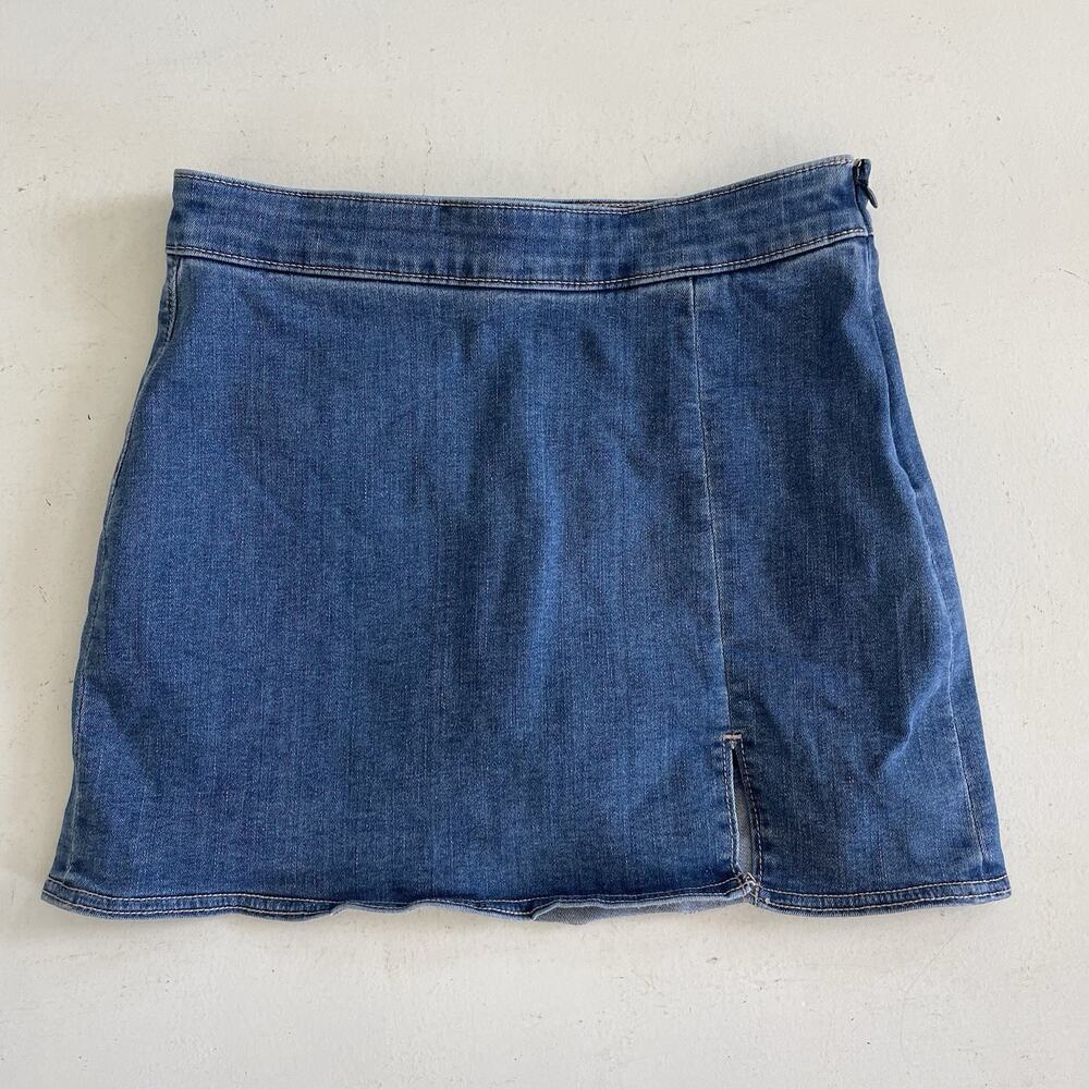 American Eagle High Rise Mini Skort Skirt Blue Denim Size 0 Stretchy